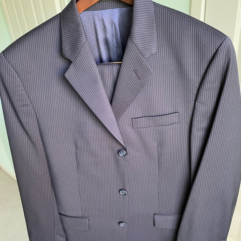 Calvin Klein Navy 3 button Pinstripe Men's Suit